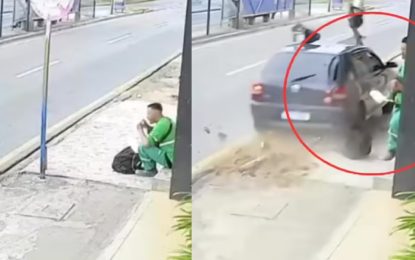 Se salvó por muy poco de ser brutalmente atropellado y su reacción fue llamativa