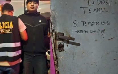 «Si te metés conmigo, te metés con Dios», la sugestiva frase de «Pequeño J» en la puerta de la casa de su novia
